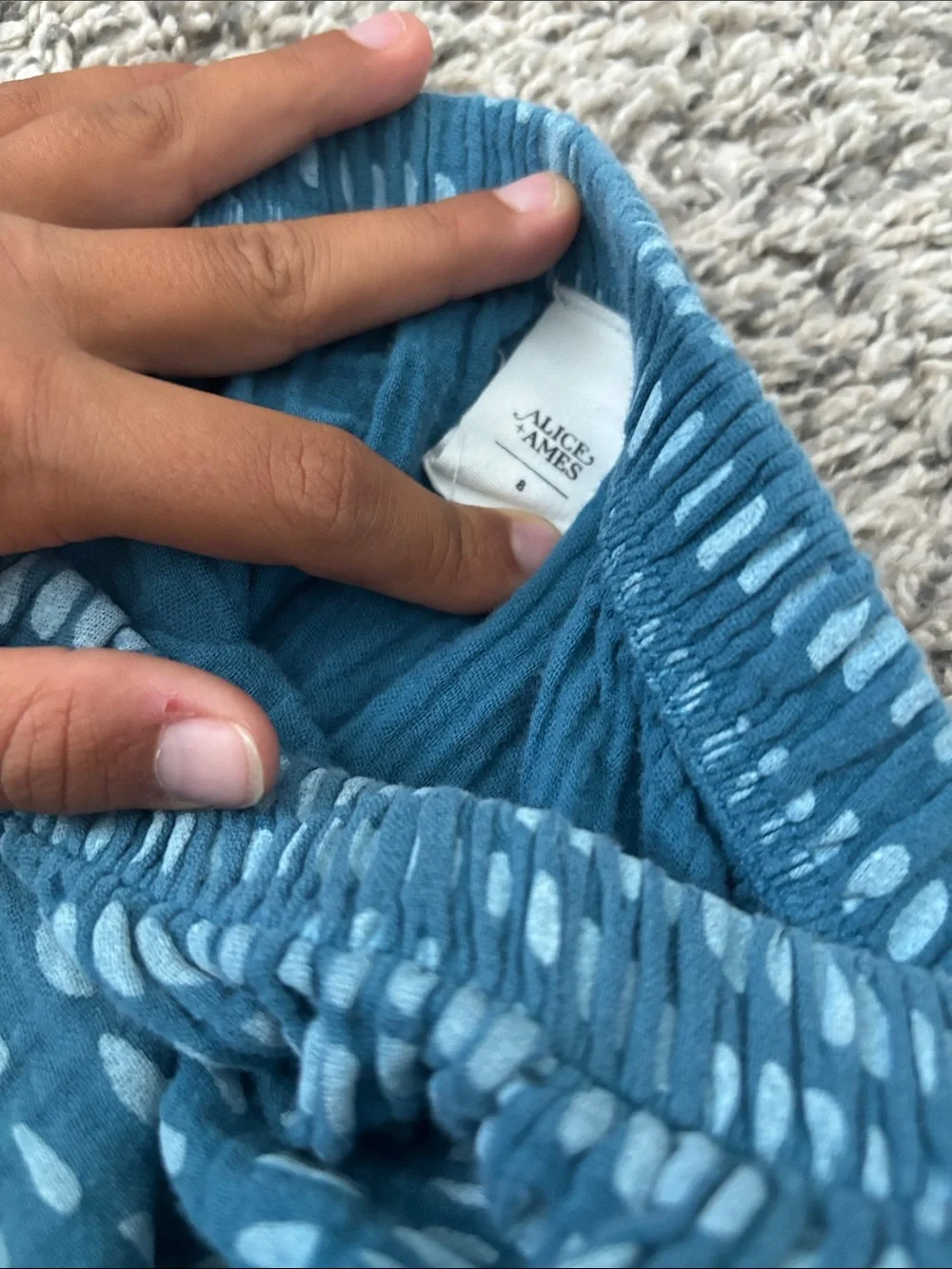 Alice + Ames blue patterned skirt